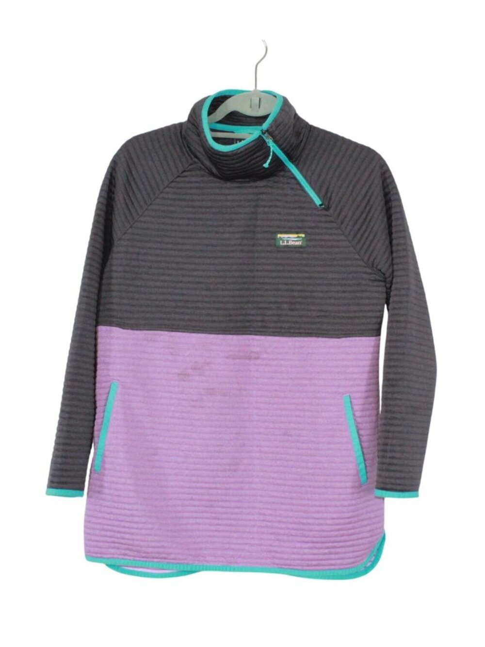 LL Bean Women's Airlight Knit Asymmetrical Quarter Zip Tunic Colorblock M Pet